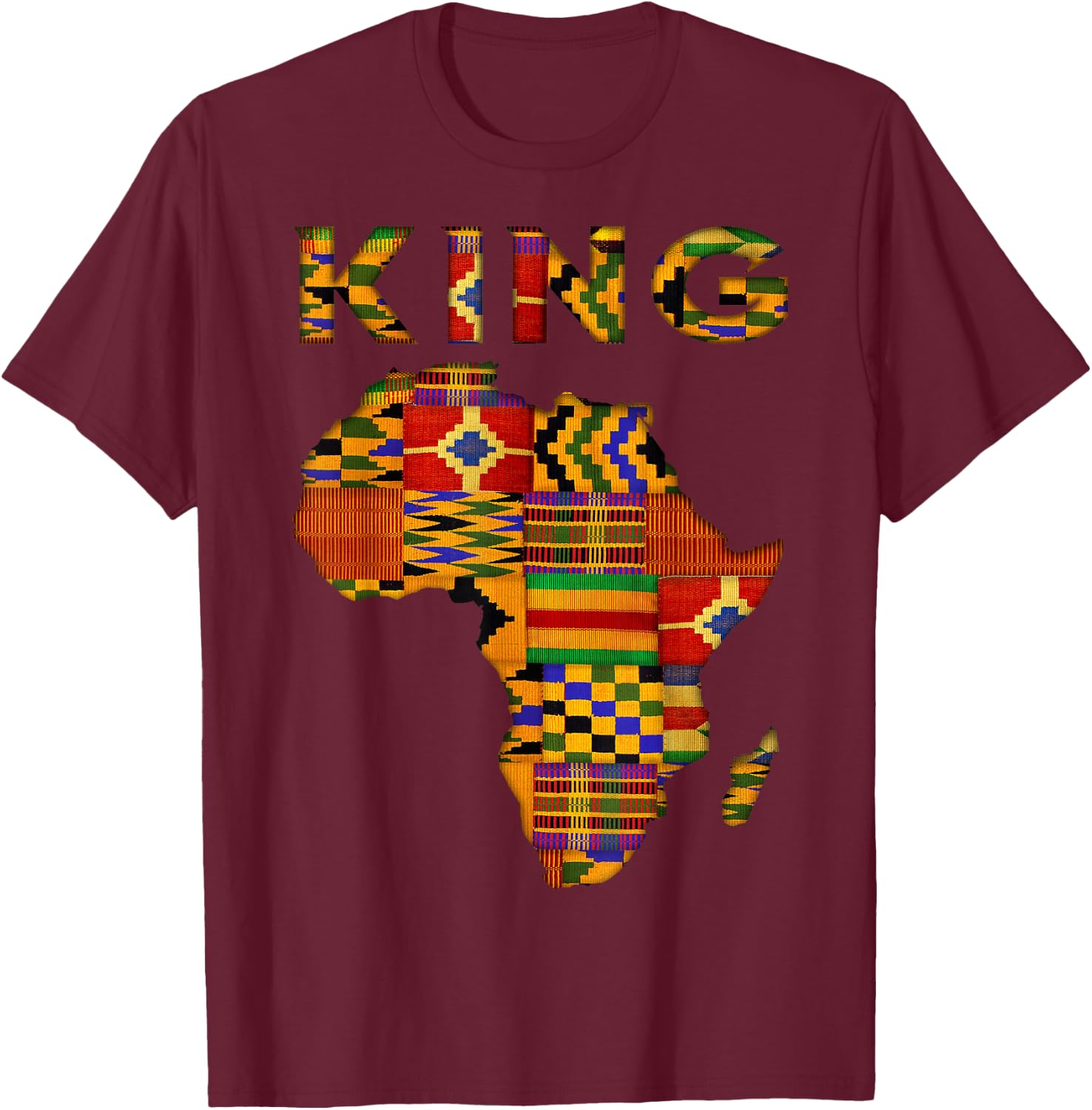 Cool African King Kente Cloth Africa Ghana Kids Men T-Shirt - T-Shirt | Maroon