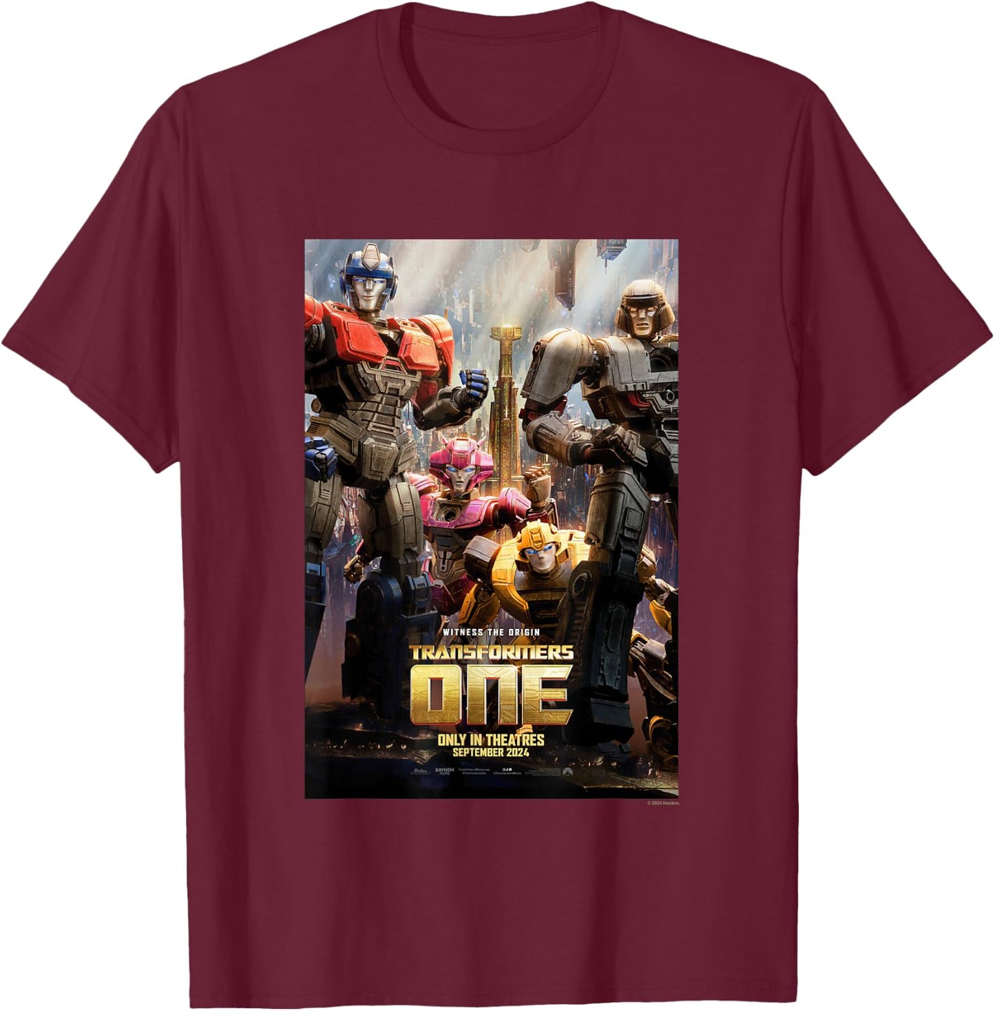 Transformers One Witness The Origin Movie Poster Vintage T-Shirt - T-Shirt | Maroon