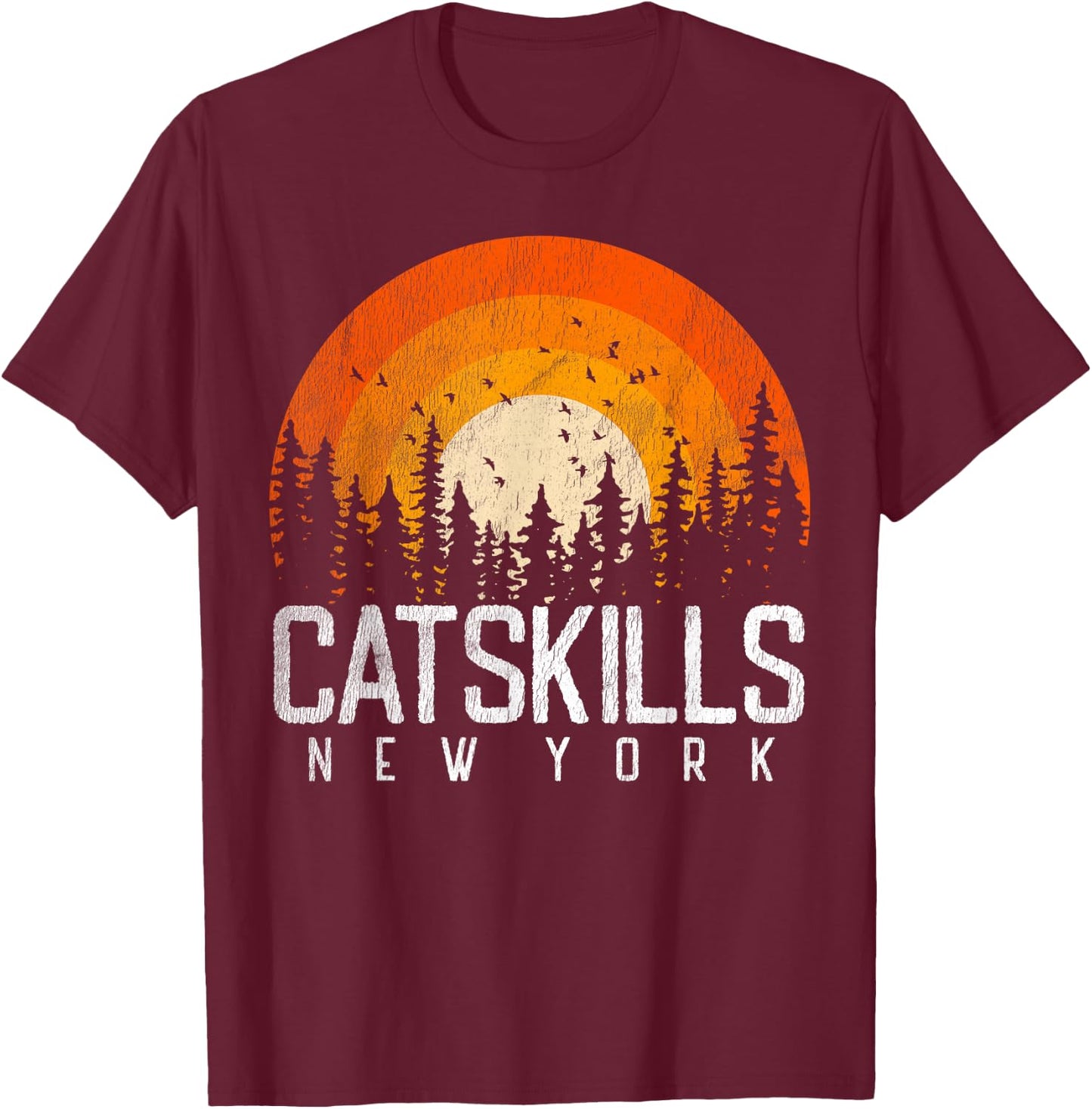 Catskills New York NY Shirt Retro Vintage 70s 80s 90s Gift T-Shirt - T-Shirt | Maroon