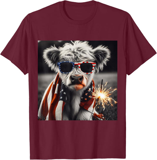 American Baby Cow 4th of July T-Shirt - T-Shirt | Maroon