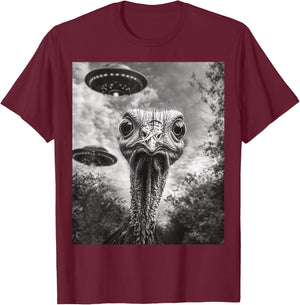 Funny Turkey Selfie UFO Thanksgiving T-Shirt - T-Shirt | Maroon