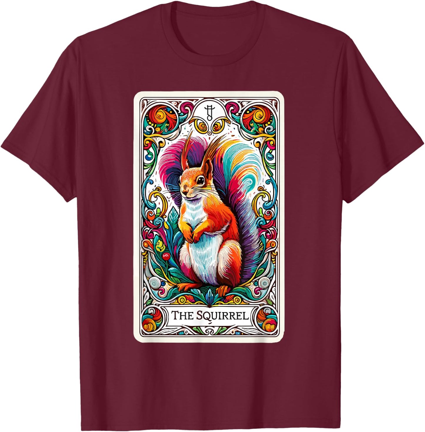 Psychic Tarot Card Squirrel Lover Stuff Mystic Squirrel T-Shirt - T-Shirt | Maroon