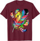 Colorful Feathers Boho Style, Bird, Native Americans, Symbol T-Shirt - T-Shirt | Maroon