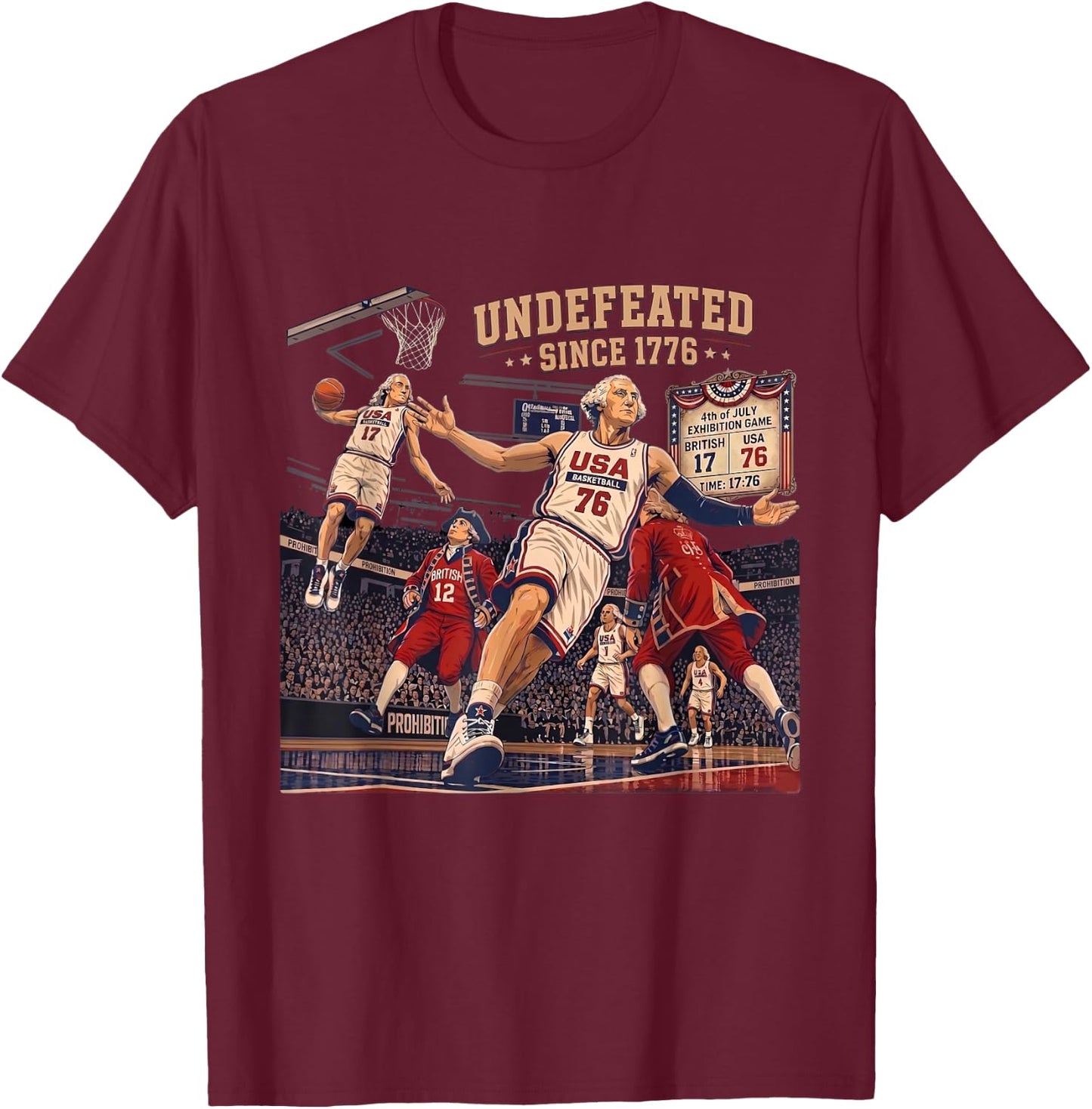 Patriotic Undefeated Since 1776 4th of July Independence Day T-Shirt - T-Shirt | Maroon