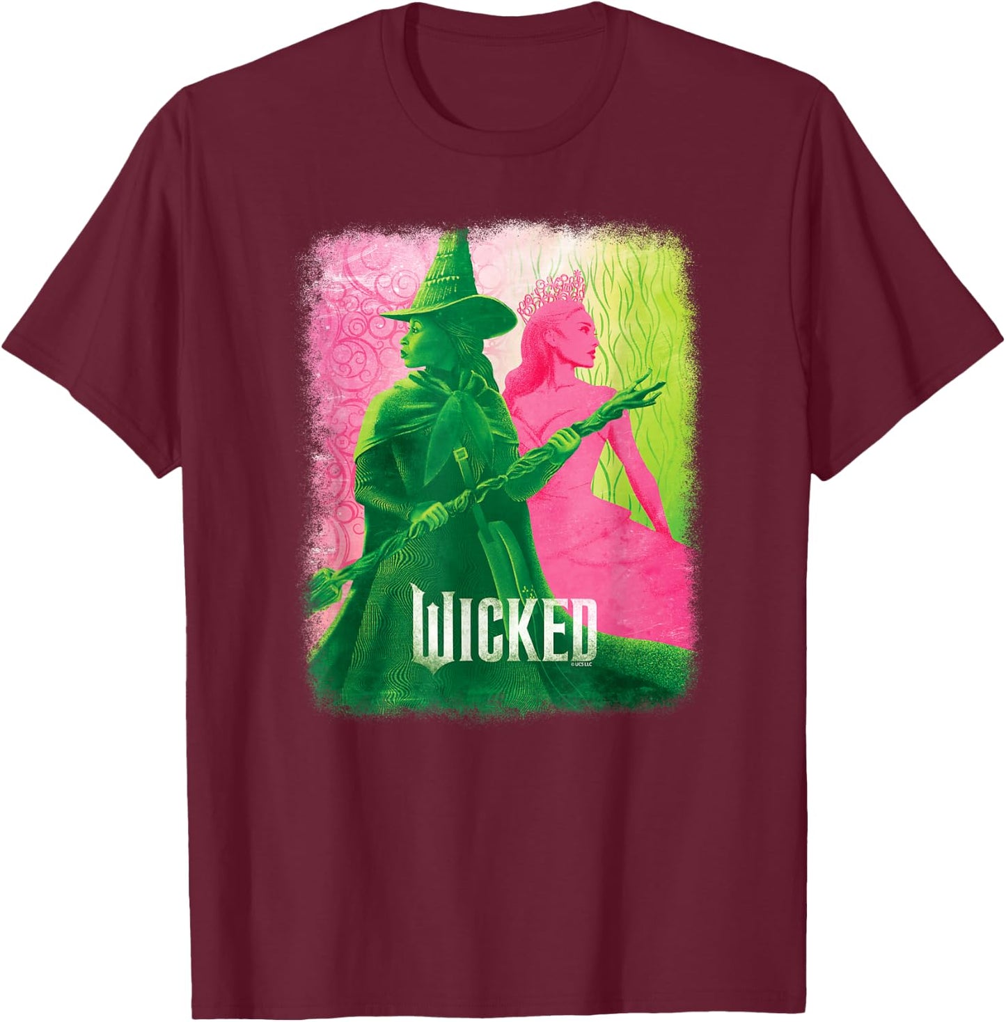 Wicked Elphaba & Glinda Tonal , black T-Shirt - T-Shirt | Maroon