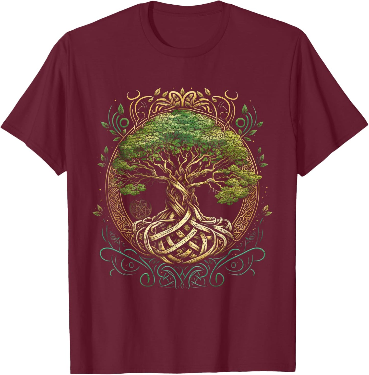 Tree of Life Viking Midgard Thor Walhalla , black T-Shirt - T-Shirt | Maroon
