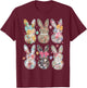 Easter Chinoiserie Floral Bunny With Cute Bow Coquette T-Shirt - T-Shirt | Maroon