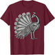 Peacock Skeleton Halloween T-Shirt - T-Shirt | Maroon
