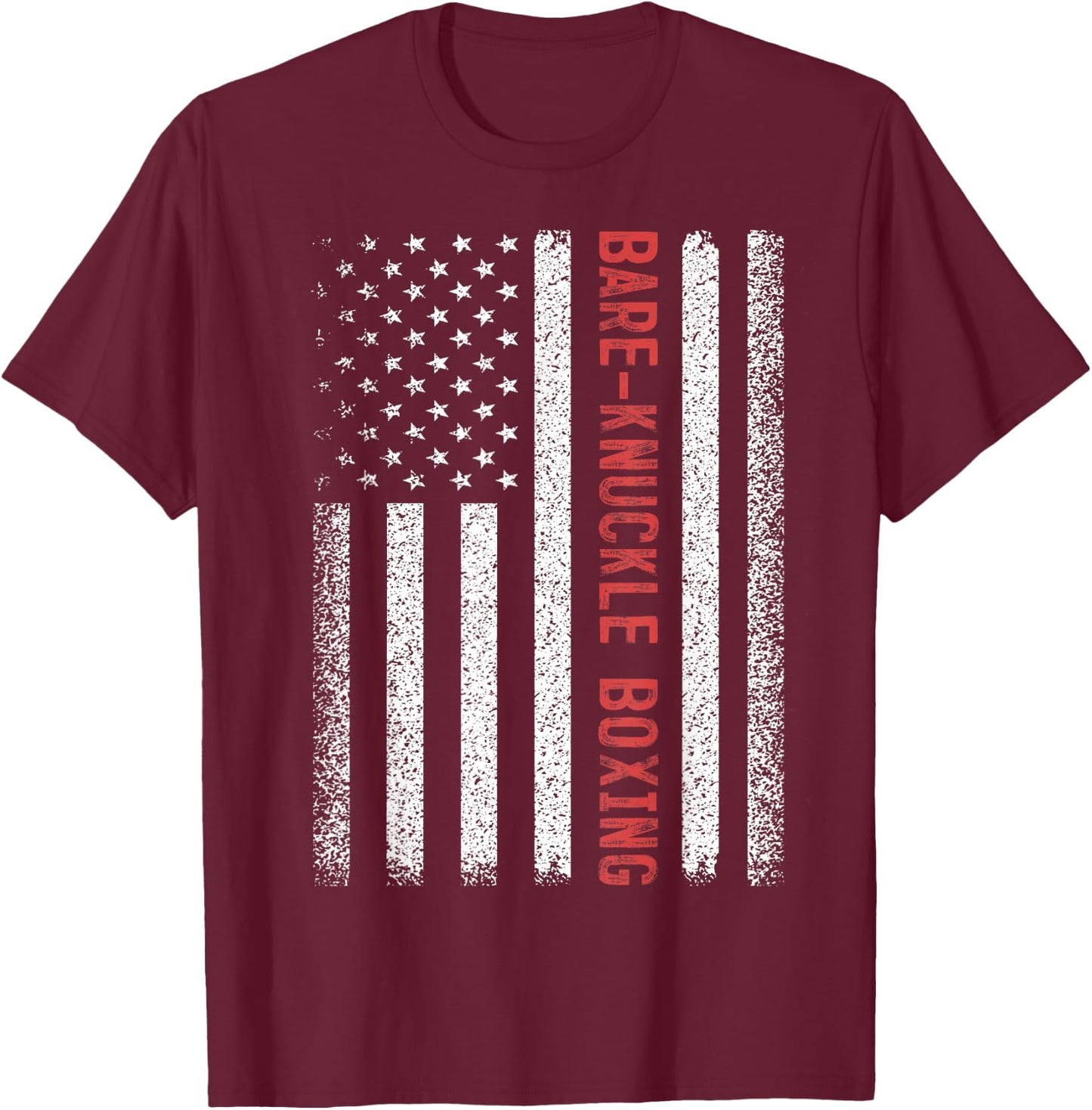 Bare-knuckle boxing American Flag 4th of July ,Black,Small T-Shirt - T-Shirt | Maroon