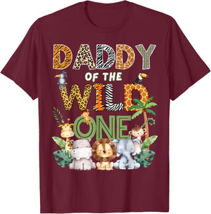 Daddy of The Wild One Safari 1St Birthday Kids T-Shirt - T-Shirt | Maroon