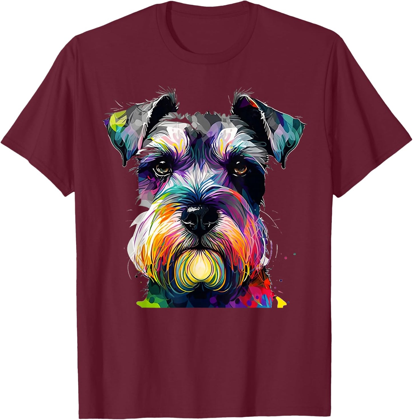 Cute Schnauzer Colorful For Schnauzer Owners Schnauzer Mom T-Shirt - T-Shirt | Maroon