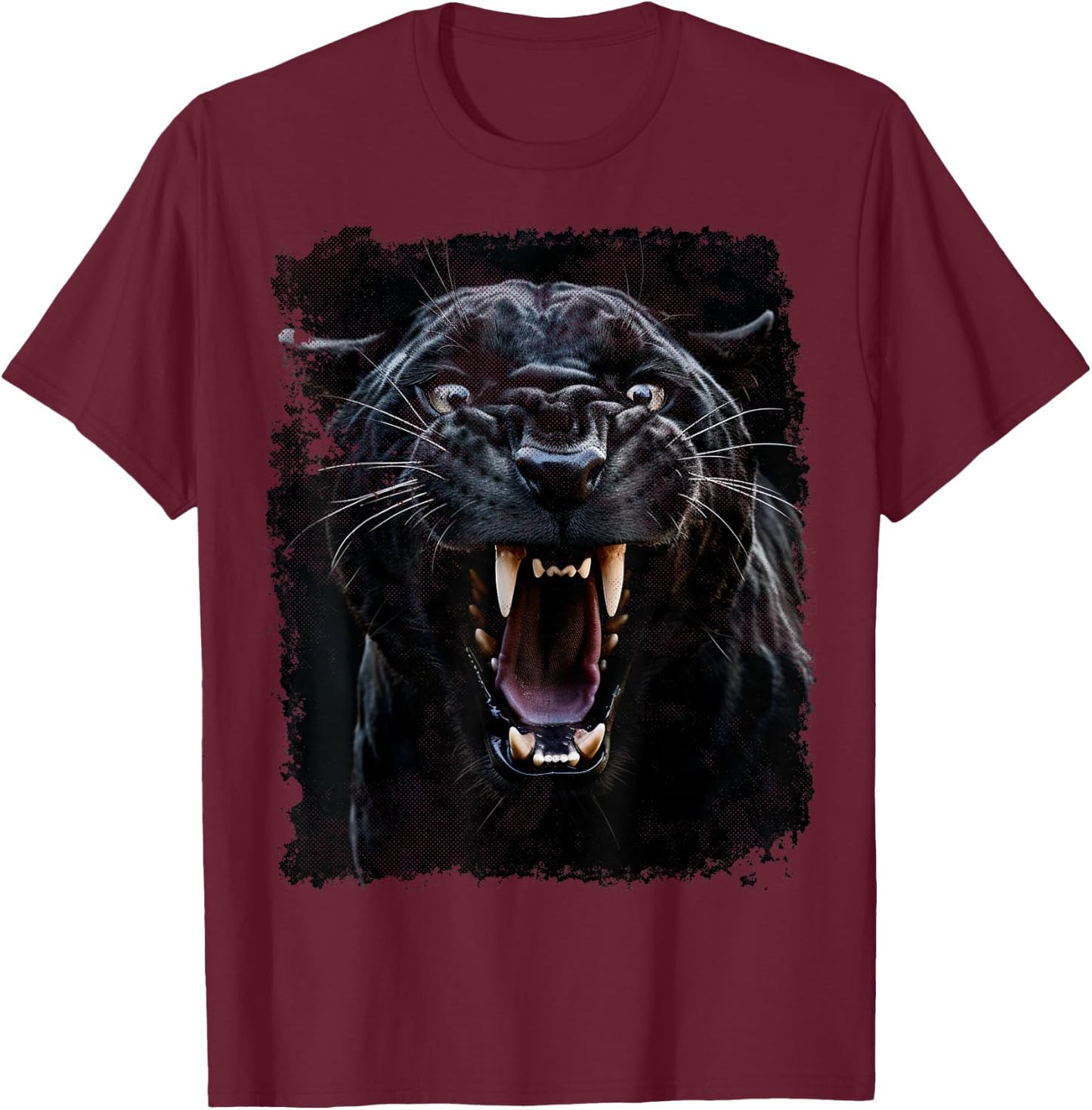 Vintage Panther Black Animal Graphic T-Shirt - T-Shirt | Maroon