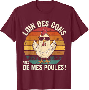 Away From Cons Near My Hens Funny Hen Gift Vintage , Black, S T-Shirt - T-Shirt | Maroon
