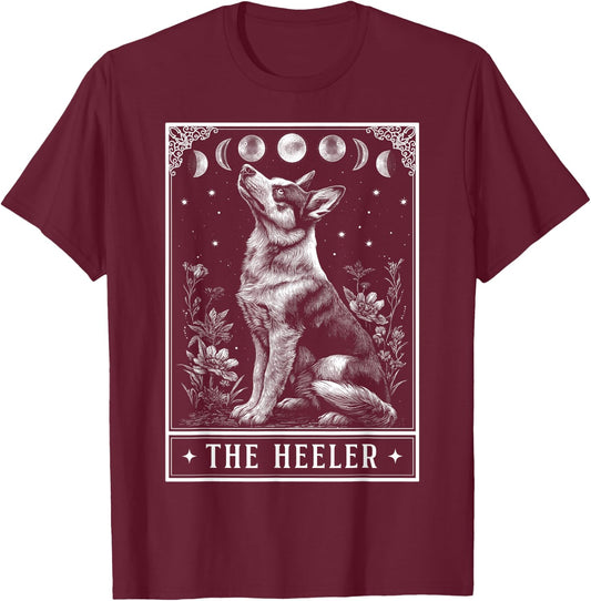 The Heeler Australian Cattle Dog Tarot Card Witchy Moon T-Shirt - T-Shirt | Maroon