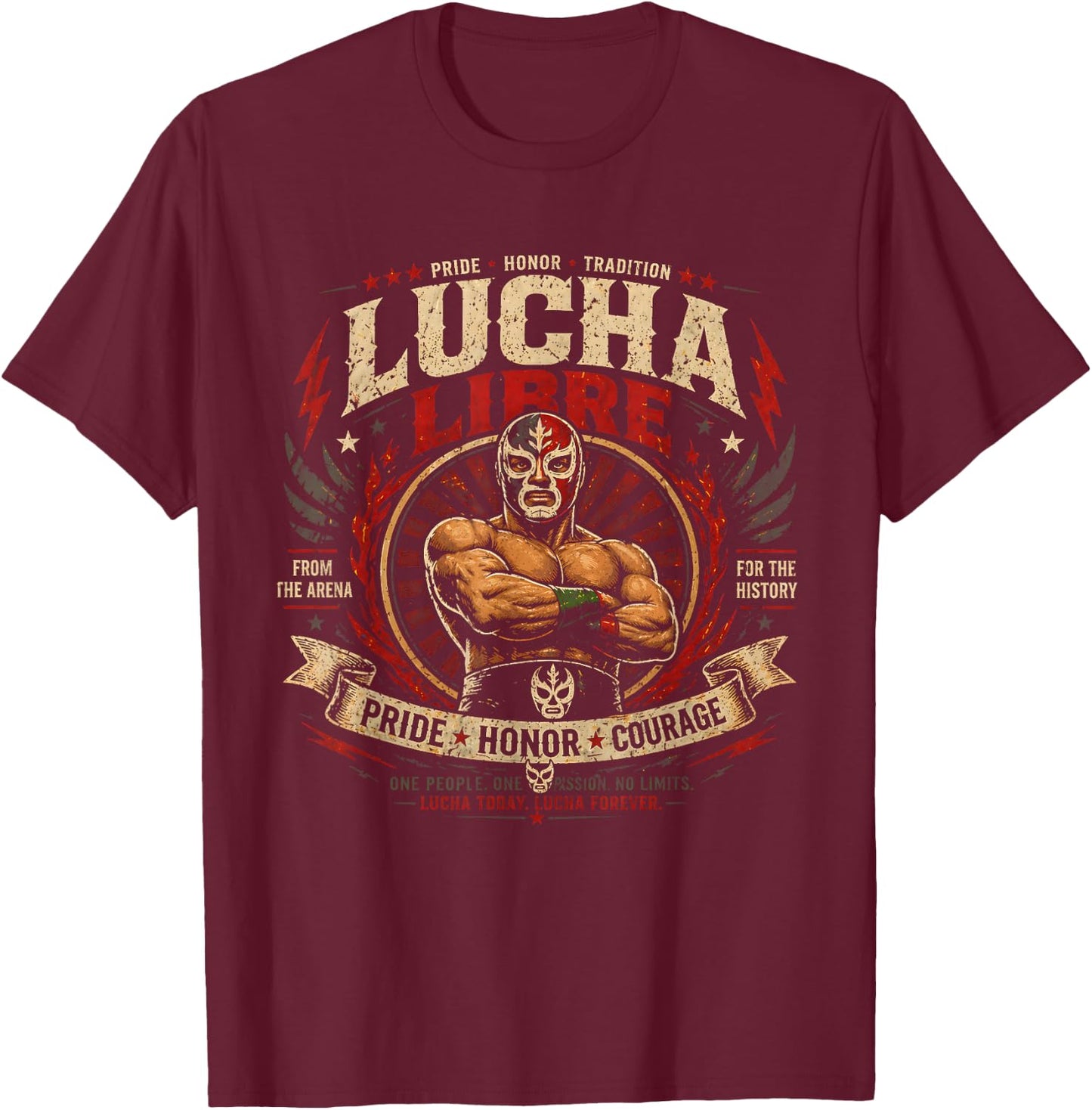 Vintage Lucha Libre Comicbook Mexican Wrestling Wrestler T-Shirt - T-Shirt | Maroon
