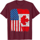 Canadian American Flag Half USA Canada Root Proud T-Shirt - T-Shirt | Maroon
