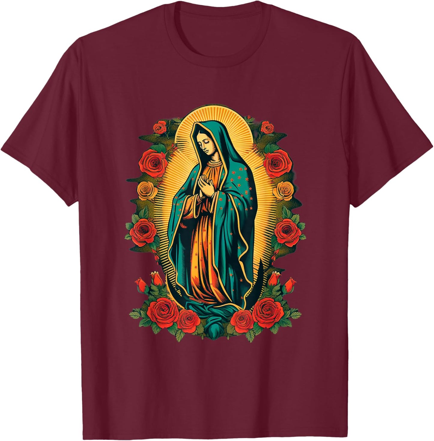 Unserer Lieben Frau Heilige Maria von Guadalupe Jungfrau Maria mächtiges Symbol T-Shirt - T-Shirt | Maroon