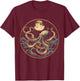 Octopus Celestial Moon Dark Academia Moody Maximalist Ocean T-Shirt - T-Shirt | Maroon