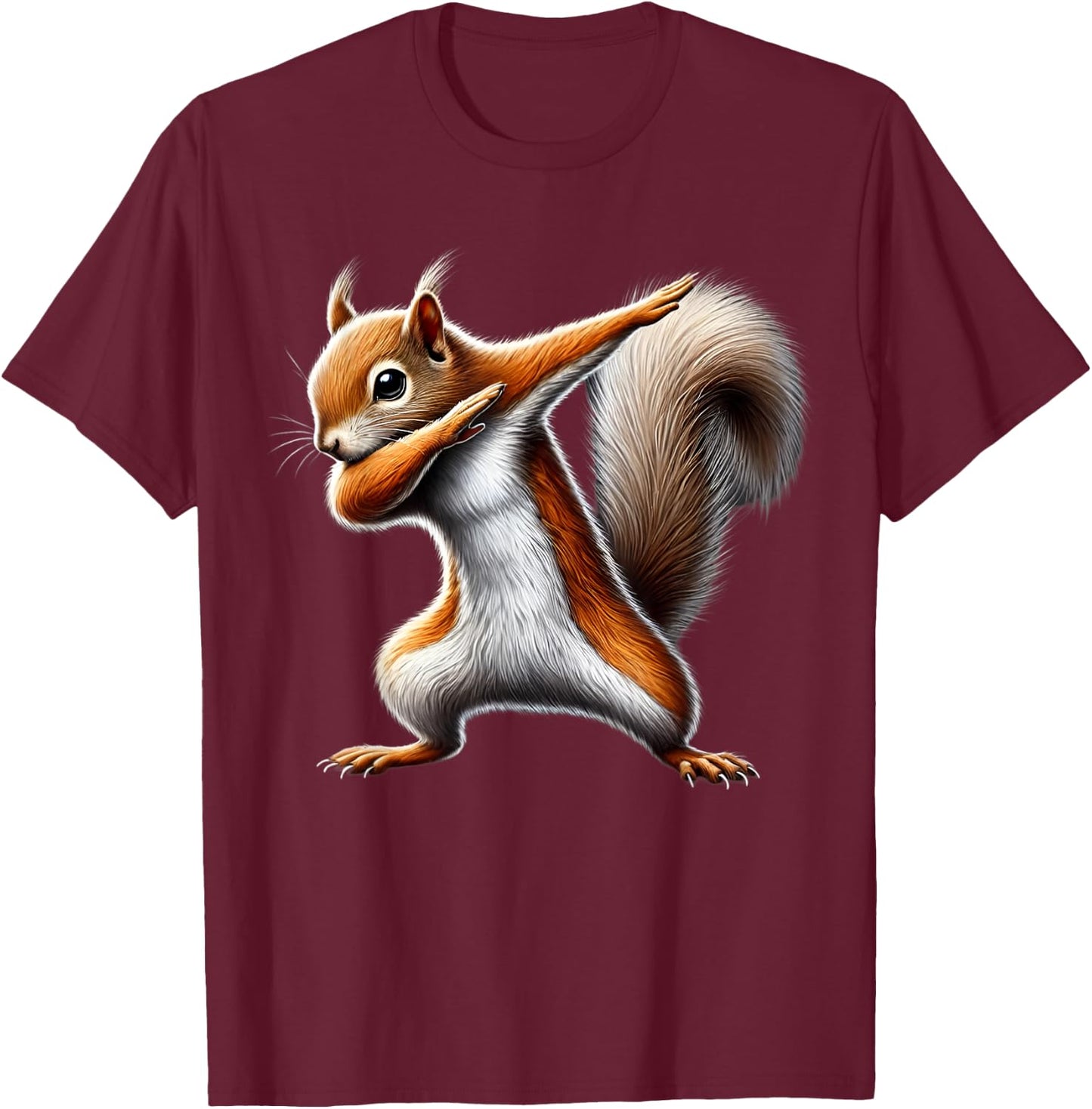 squirrel dabbing , Black, S T-Shirt - T-Shirt | Maroon