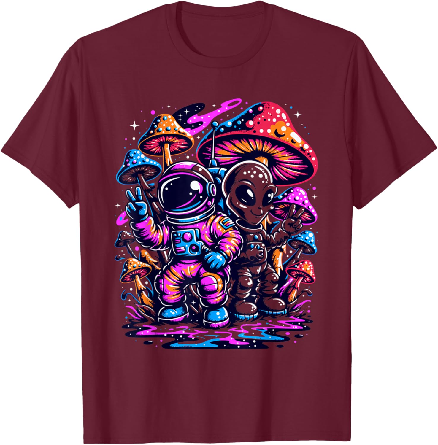 Trippy Space Galaxy Graphic Festival Men Music Men Women T-Shirt - T-Shirt | Maroon