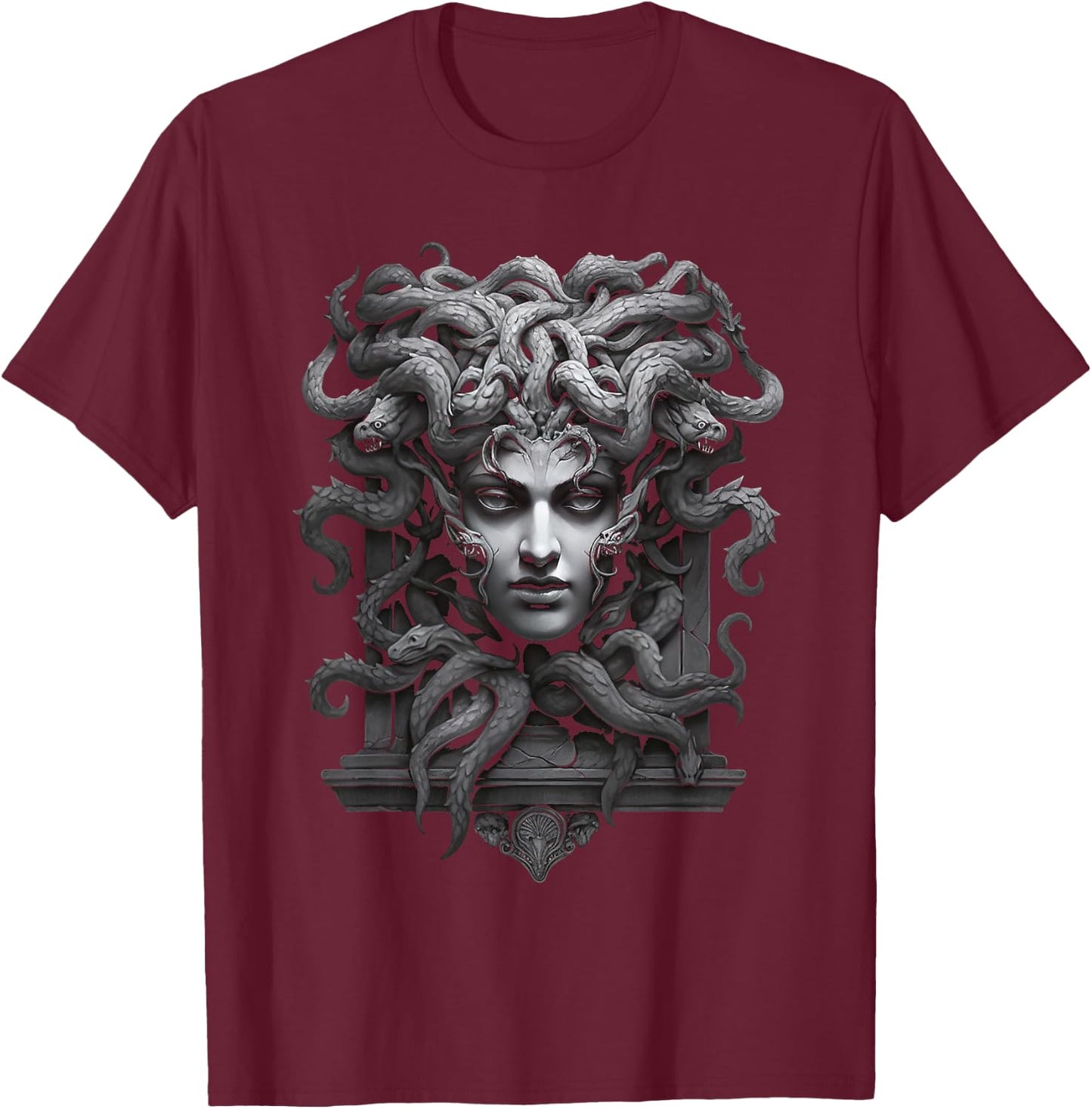 Medusahead Greek Mythology Ancient Snake Hair T-Shirt - T-Shirt | Maroon