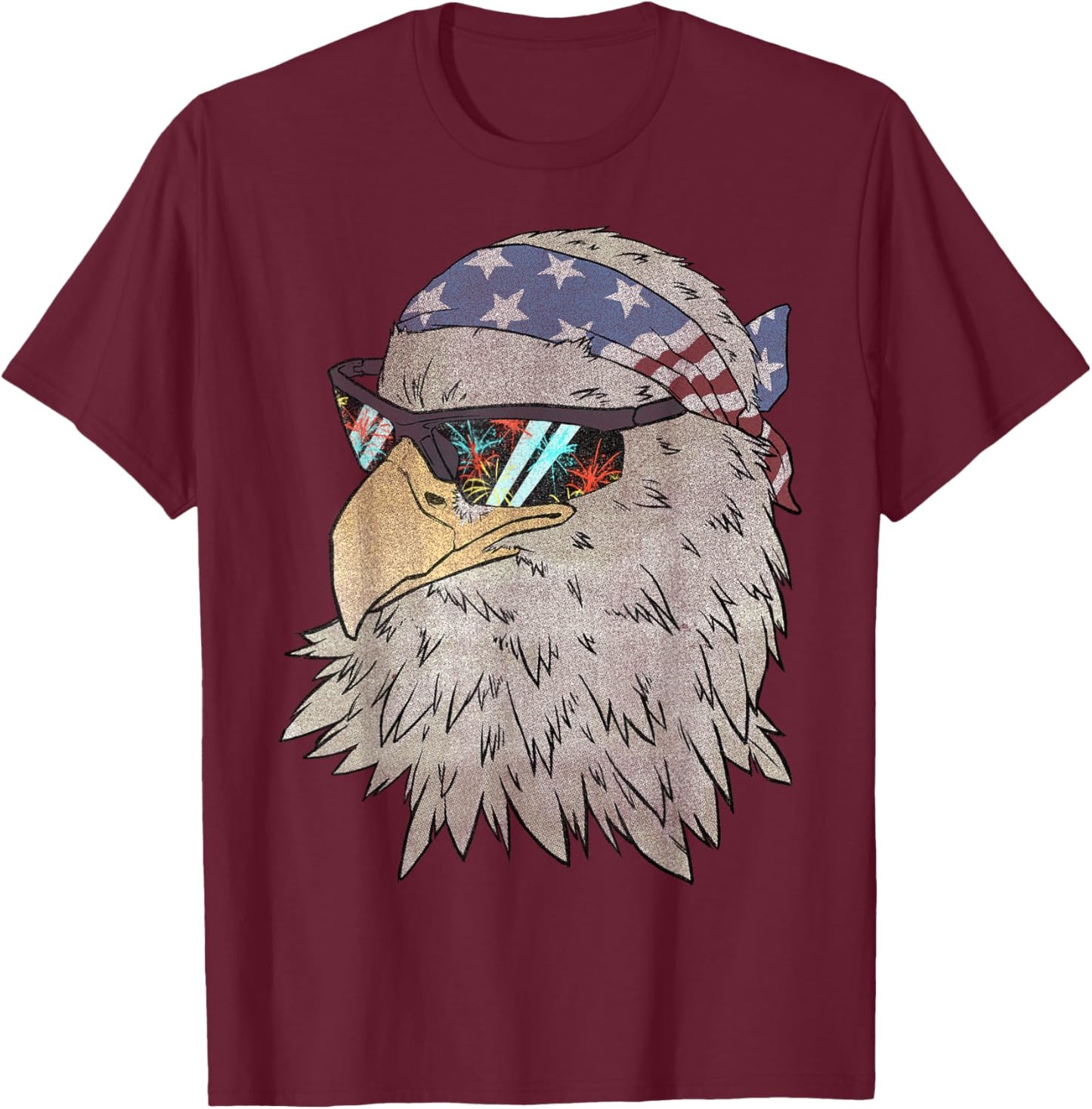 Biker Eagle Flag Bandana Firework Shades T-Shirt - T-Shirt | Maroon