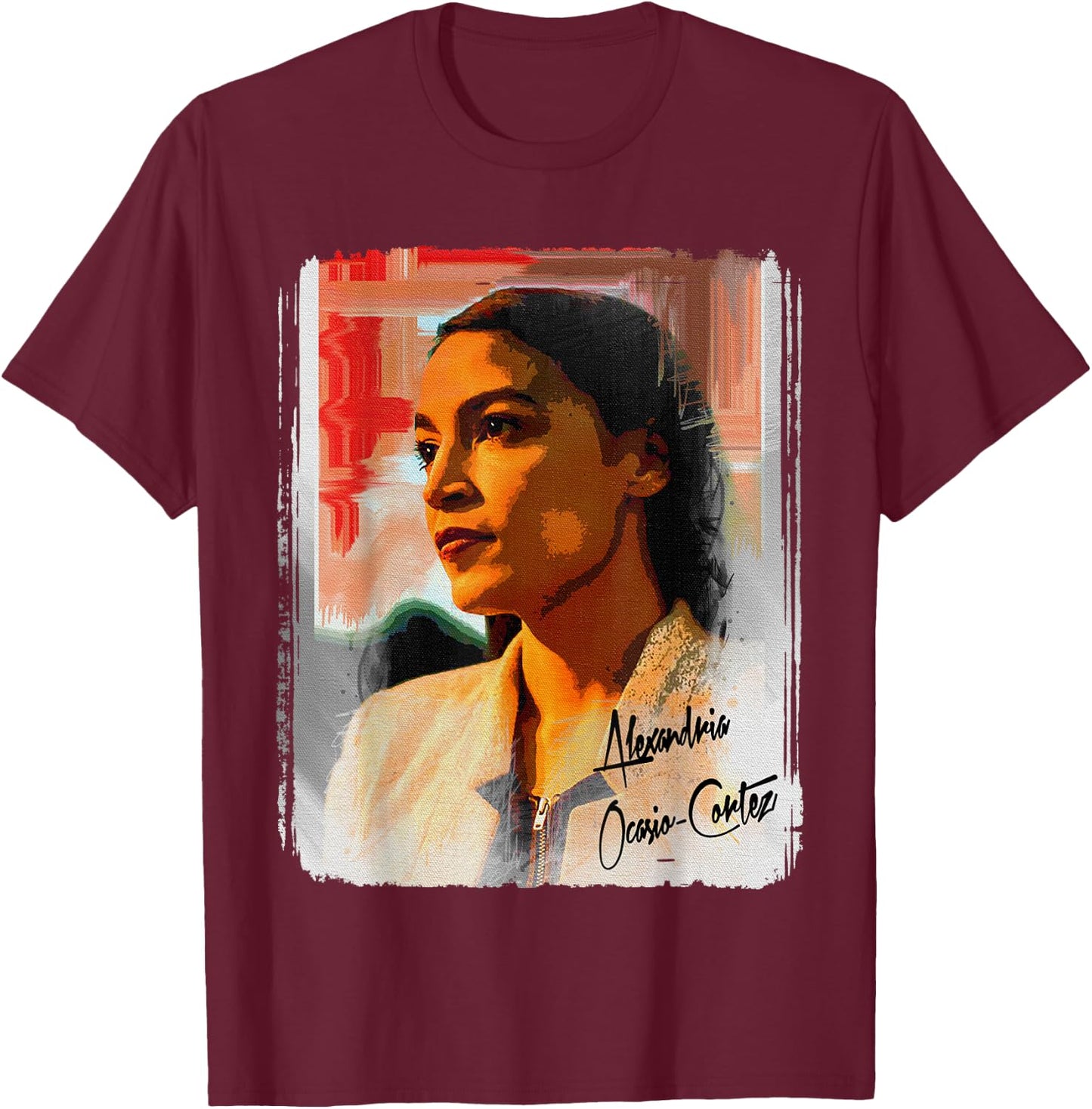 Alexandria Ocasio-Cortez Poster Design on a Shirt Cool T-Shirt - T-Shirt | Maroon