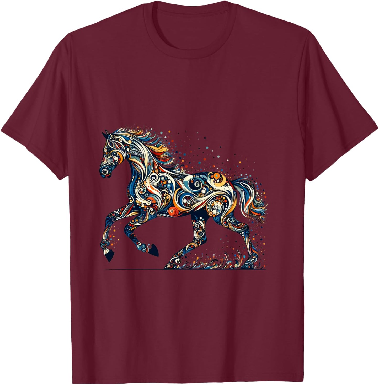 Pferdeliebhaber - Majestätisches Pferd - Pferdegrafikdesign Langarmshirt T-Shirt - T-Shirt | Maroon
