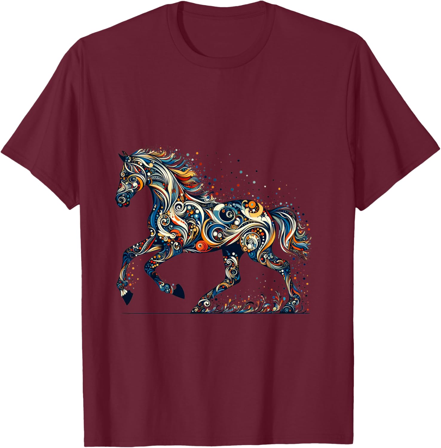 Pferdeliebhaber - Majestätisches Pferd - Pferdegrafikdesign Langarmshirt T-Shirt - T-Shirt | Maroon