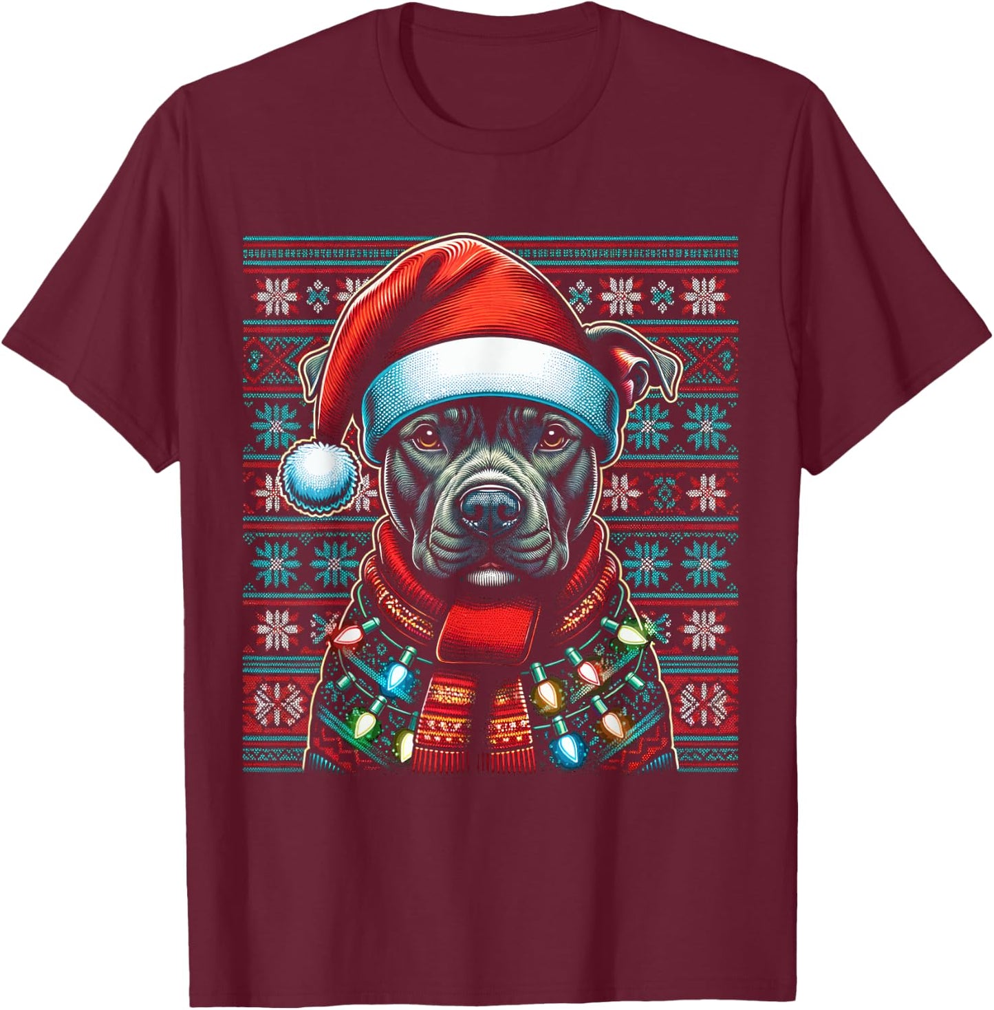 Christmas Pit bull Xmas Pit Bull Mom Dog Lover Santa T-Shirt - T-Shirt | Maroon
