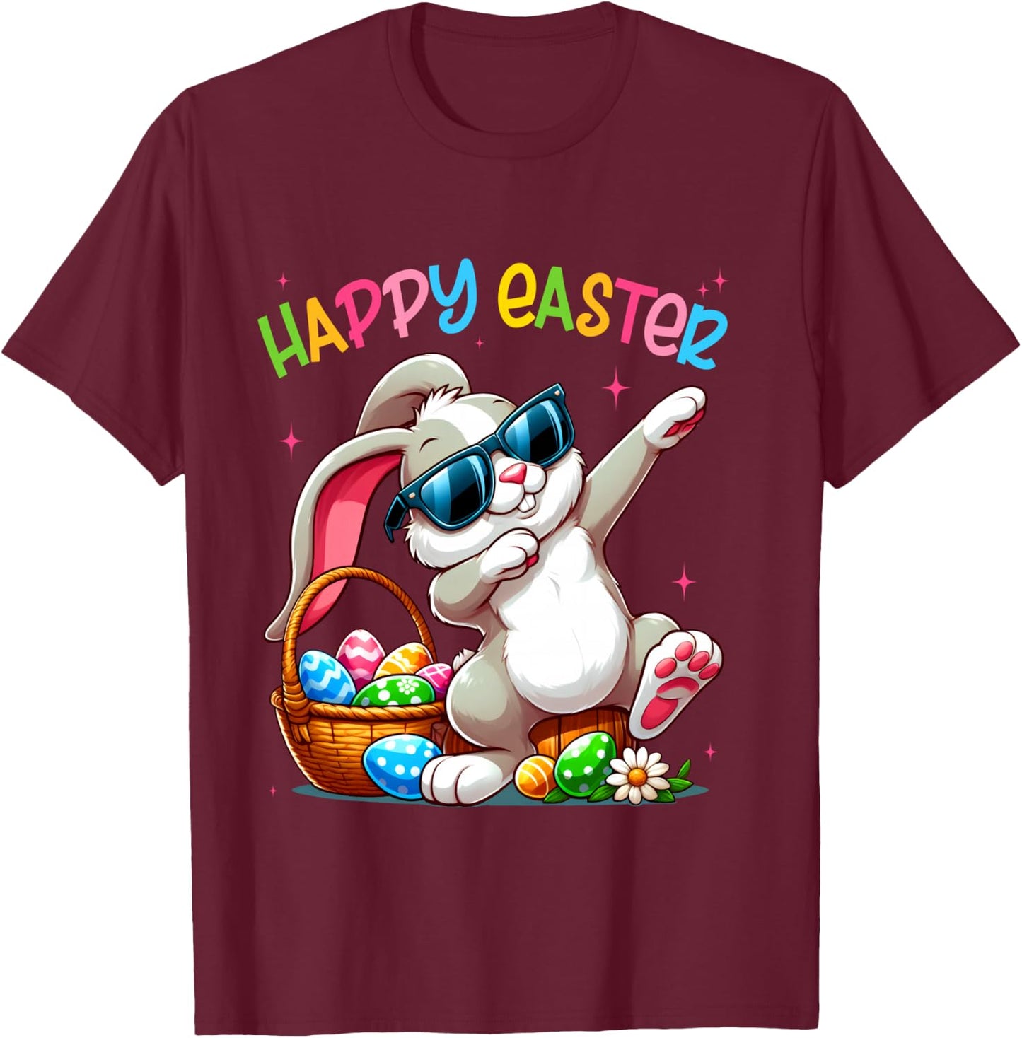 Funny Dabbing Bunny Easter Happy Easter for Boys Girls Adult T-Shirt - T-Shirt | Maroon