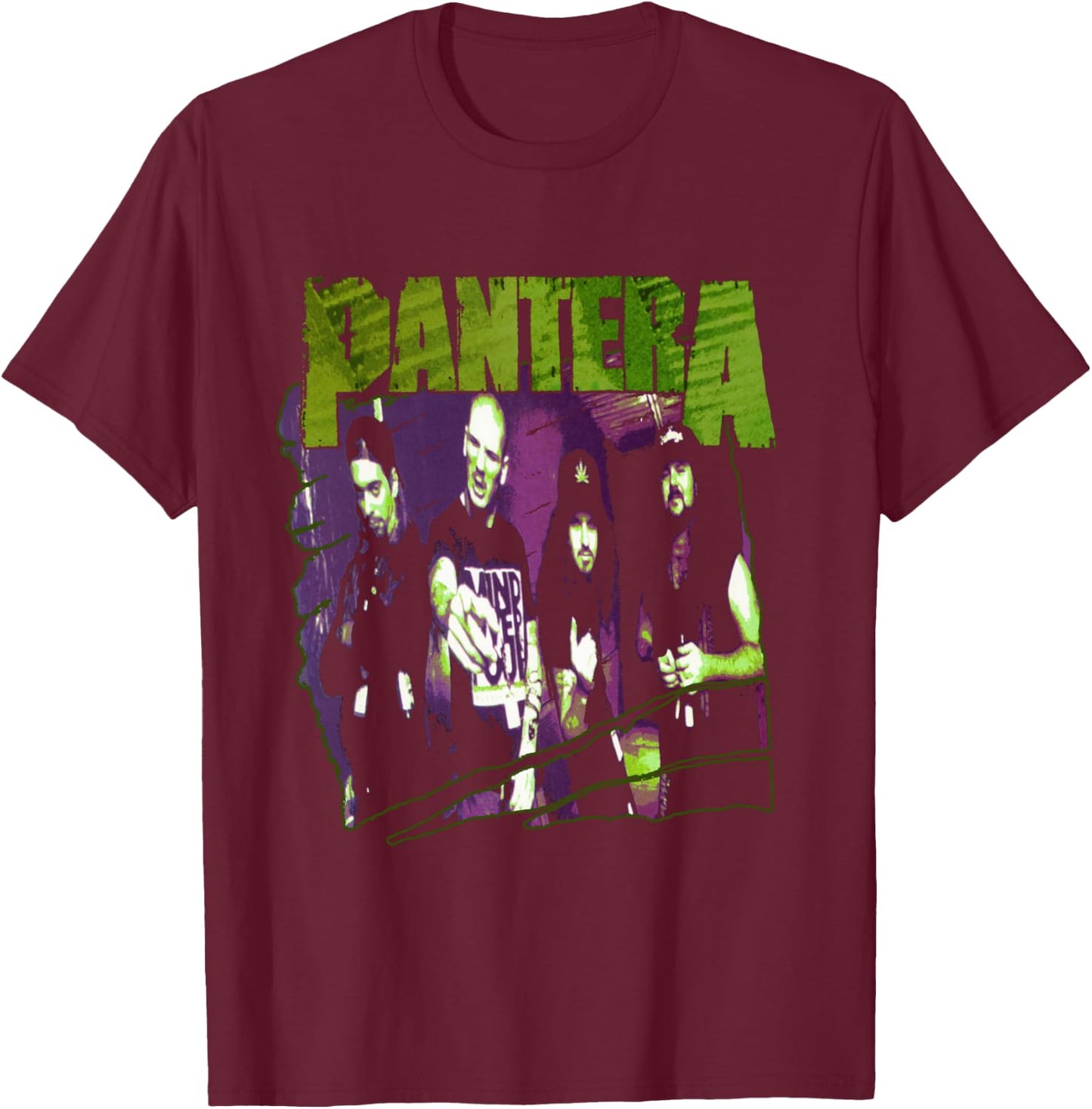 Pantera Offizielle Vintage-Skizze Langarmshirt T-Shirt - T-Shirt | Maroon
