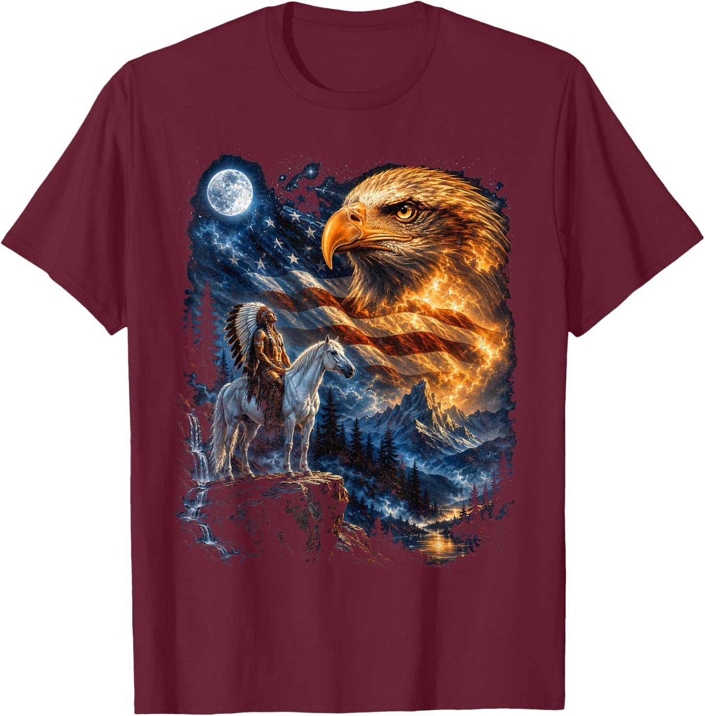 Native American Fourth of July T-Shirt - T-Shirt | Maroon