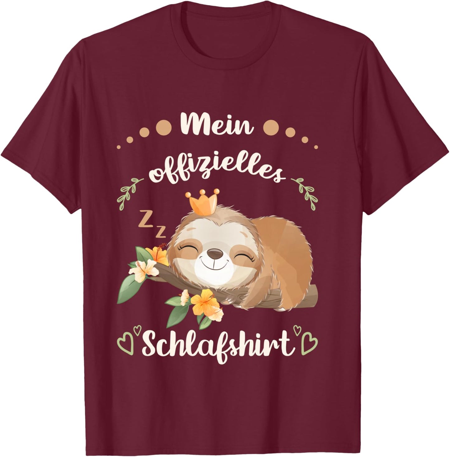 My Official Sleep Shirt Women's Sloth Pyjama Shirt Shirt, black T-Shirt - T-Shirt | Maroon