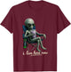 Design Amusant avec Inscription « I Live Here » - Motif Extraterrestre - Violet Manche Longue T-Shirt - T-Shirt | Maroon