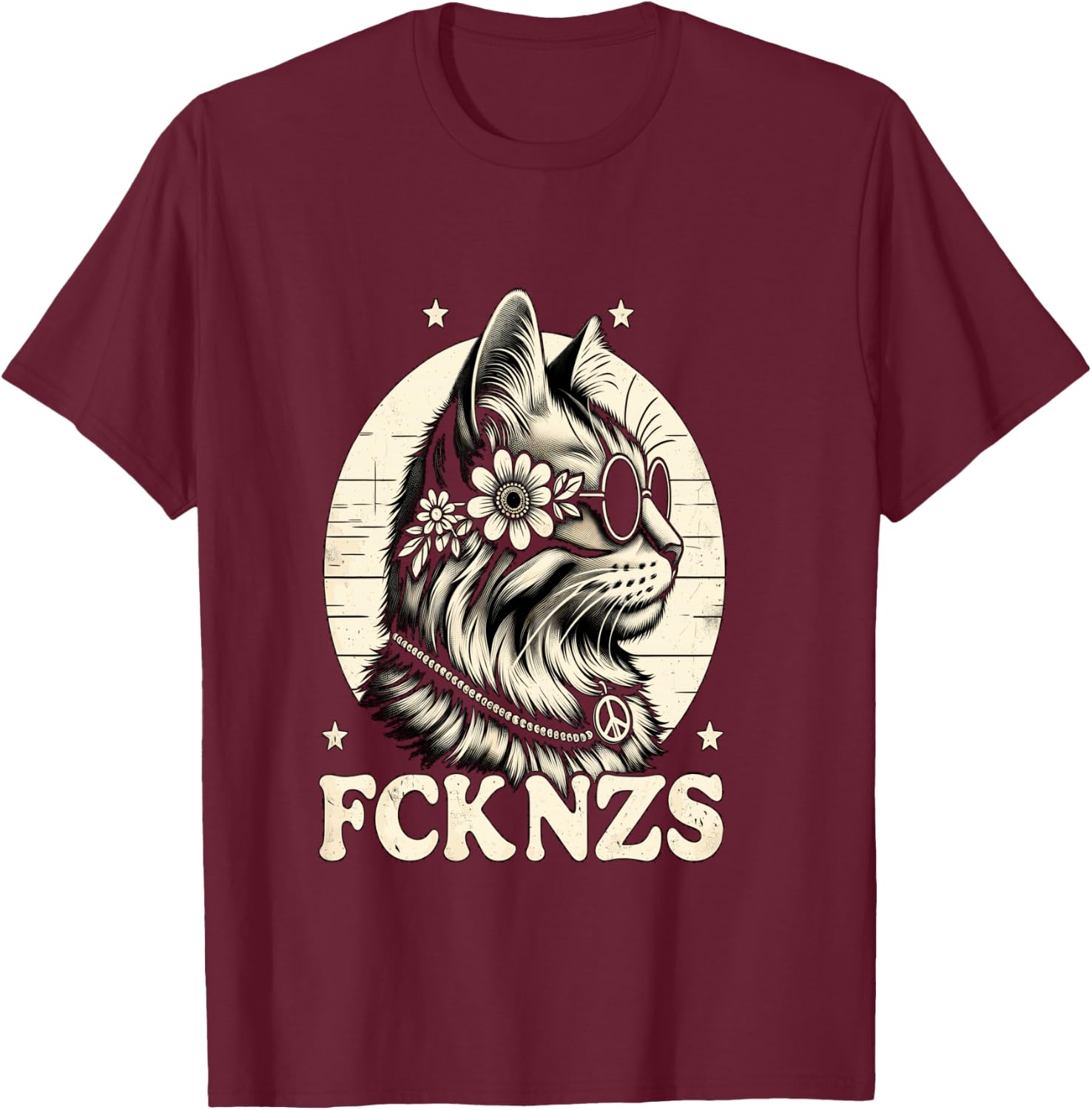 FCK NZS, süße Katze Langarmshirt T-Shirt - T-Shirt | Maroon
