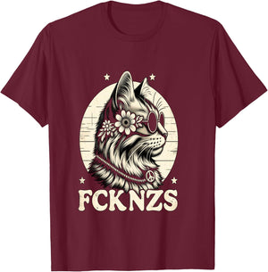 FCK NZS, süße Katze Langarmshirt T-Shirt - T-Shirt | Maroon