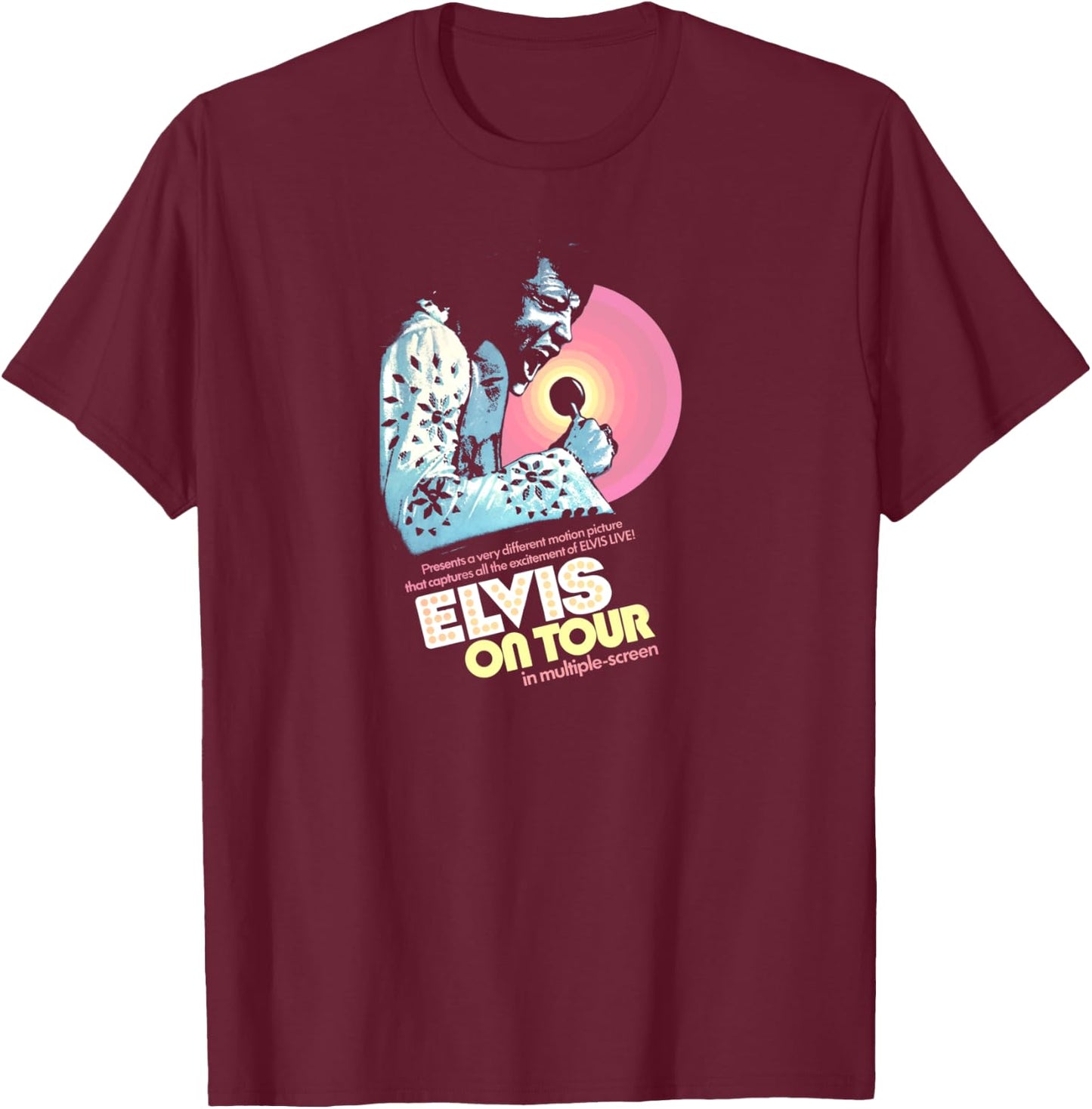 Elvis Presley On Tour T-Shirt - T-Shirt | Maroon