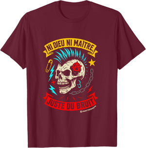 Punk Rock Music Skull Anarchist - Neither God nor Master T-Shirt - T-Shirt | Maroon