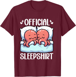 Official Sleepshirt Octopus Lover Sleepwear Snooze Sleep T-Shirt - T-Shirt | Maroon