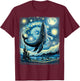 Whale Star Gazer Artistic Van Gogh Style Starry Night Whale T-Shirt - T-Shirt | Maroon