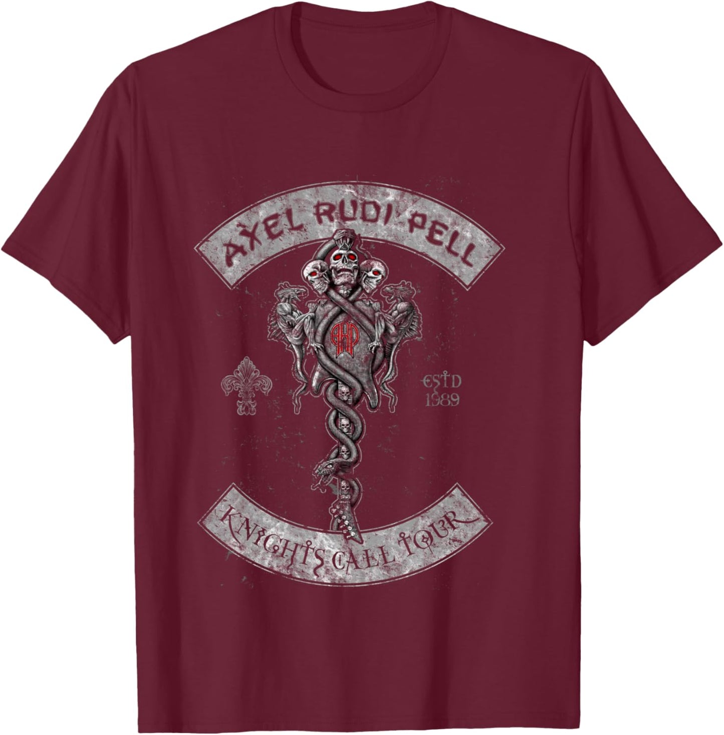 Axel Rudi Pell Tour 2018 Biker Shirt Black T-Shirt - T-Shirt | Maroon