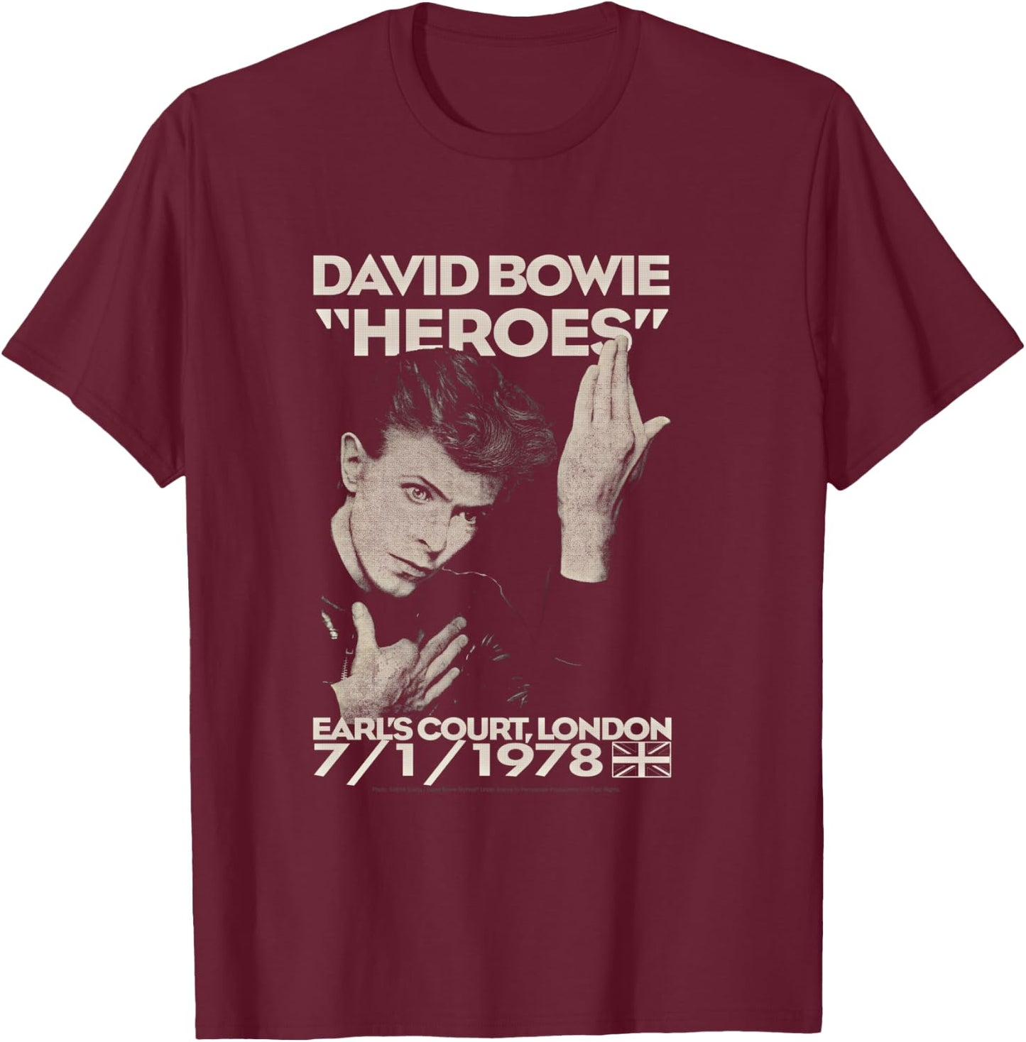 David Bowie - Earl's Short , Black, S T-Shirt - T-Shirt | Maroon