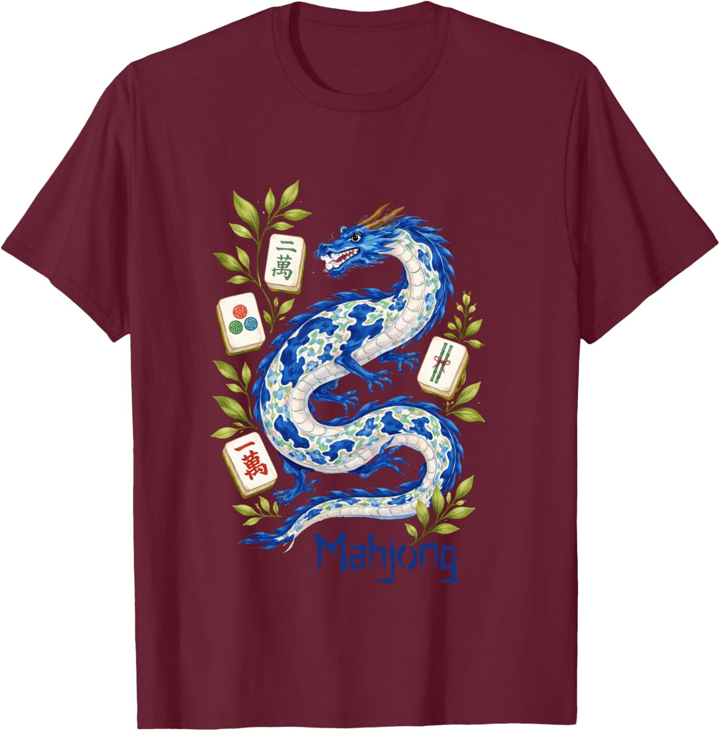 Mahjong Lover Mahjong Player Dragon Chinese Game Bird Bam T-Shirt - T-Shirt | Maroon