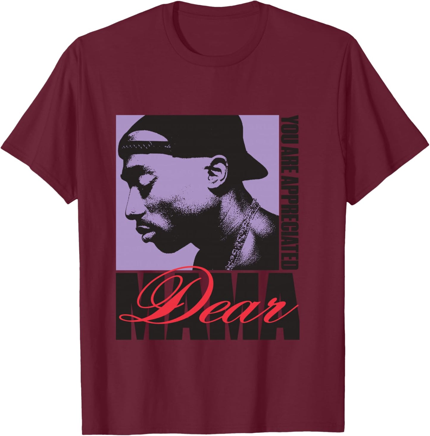 Official Tupac Dear Mama Product, grey, S T-Shirt - T-Shirt | Maroon