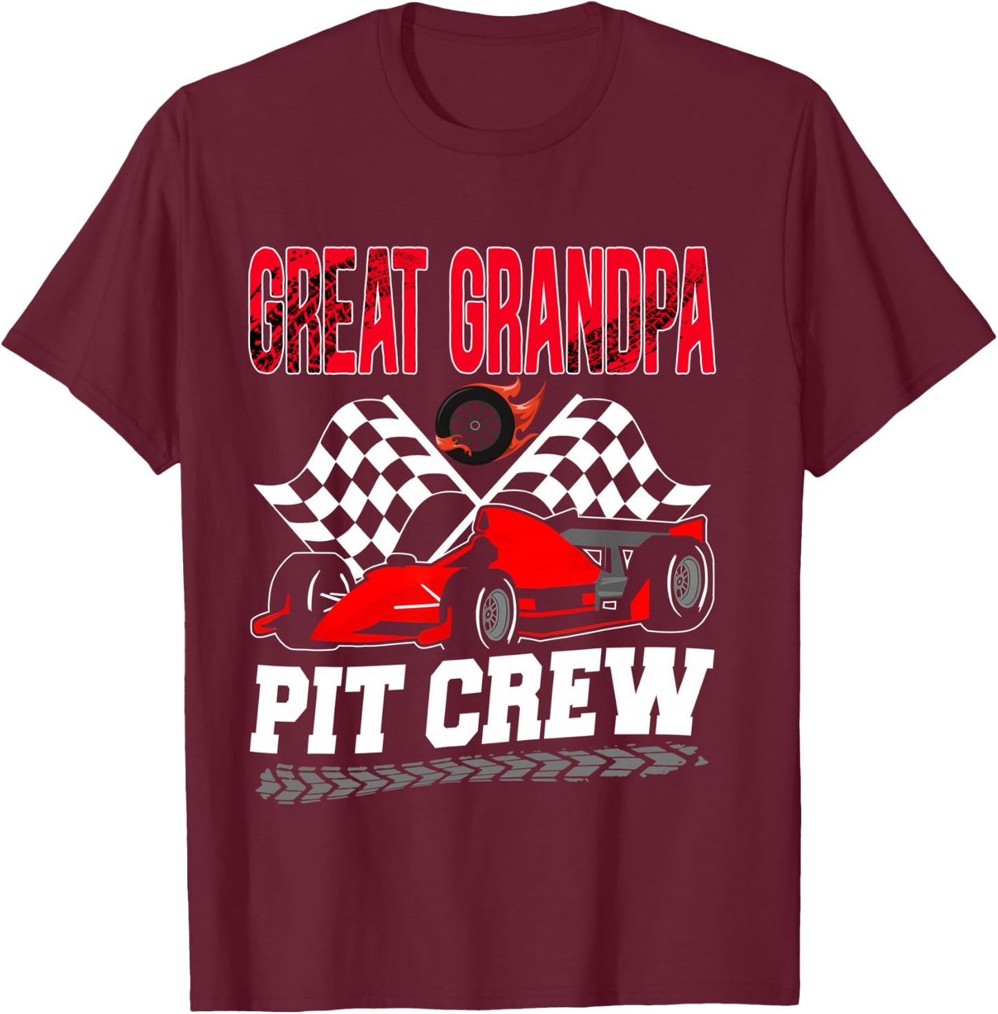 Great Grandpa Pit Crew Racing Family Race Car Birthday Boy T-Shirt - T-Shirt | Maroon