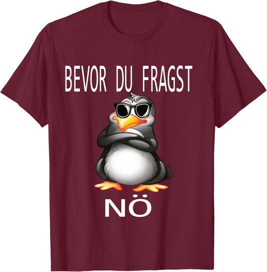 Funny Design with Cute Penguin Shirt, black T-Shirt - T-Shirt | Maroon