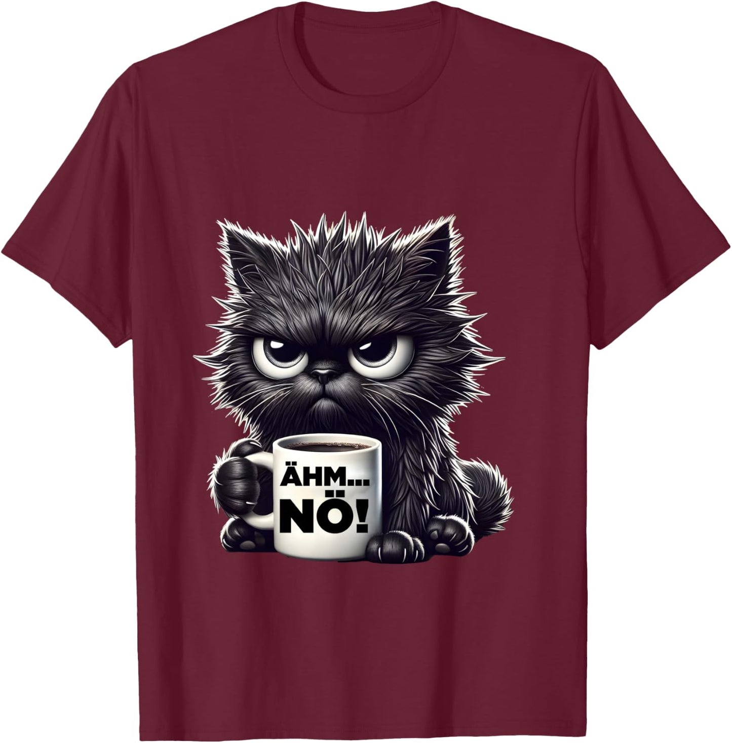 Grimmige Cat Work Colleagues Men Women Funny Cats Shirt, black, S T-Shirt - T-Shirt | Maroon