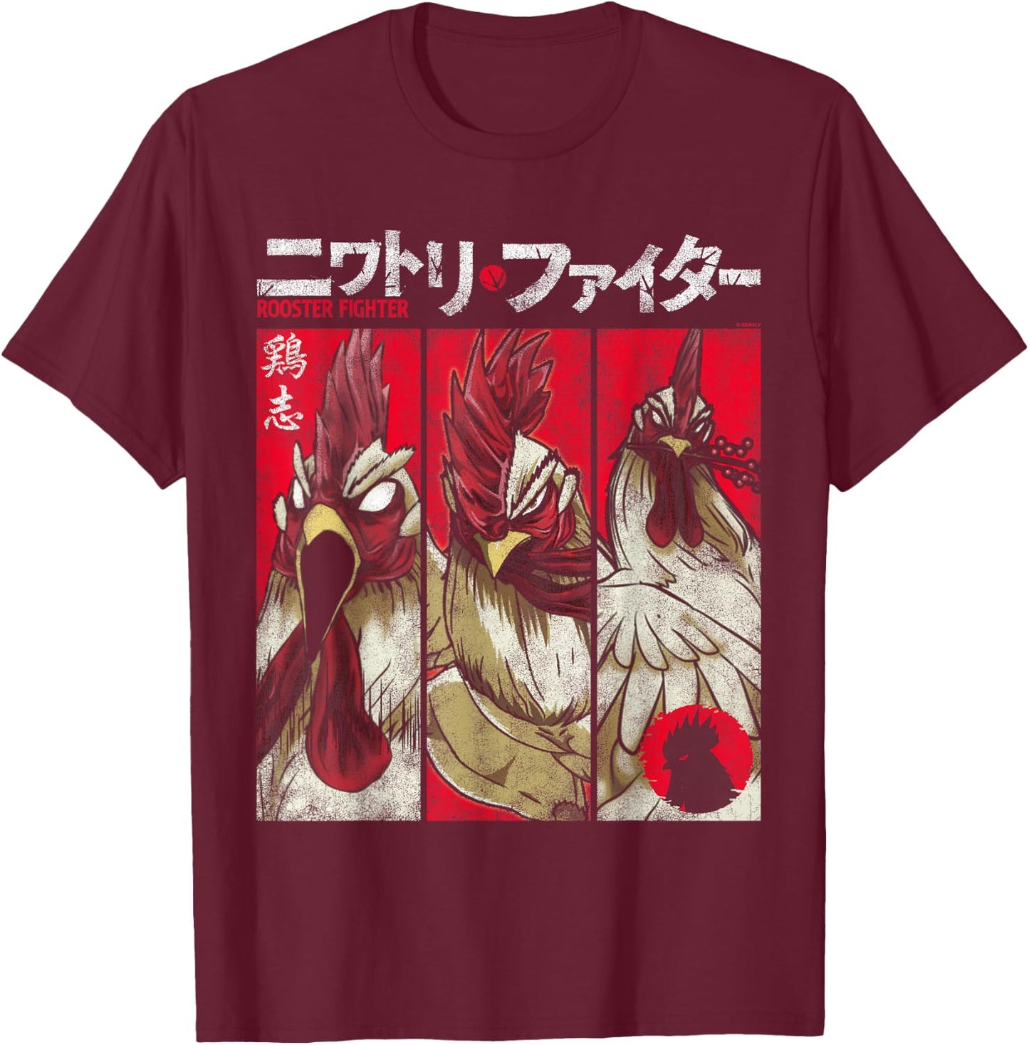 Rooster Fighter Keiji Portrait Panels Manga Anime T-Shirt - T-Shirt | Maroon