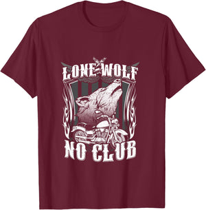 Lone Wolf No Club Moto Rider Biker Wolves Femme Homme Manche Longue T-Shirt - T-Shirt | Maroon